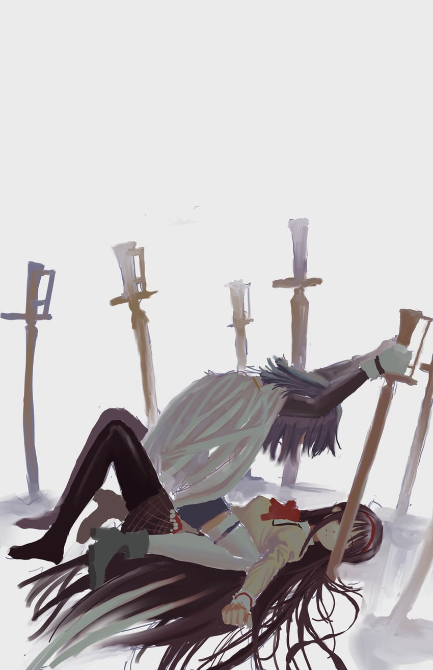 akemi homura and miki sayaka (mahou shoujo madoka magica) drawn by dddoochi1