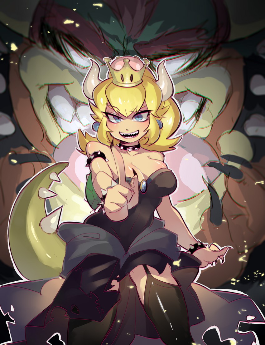 bowsette and bowser (mario and 1 more) drawn by tsukimei99