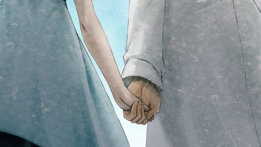 okabe rintarou and shiina mayuri (steins;gate) drawn by huke