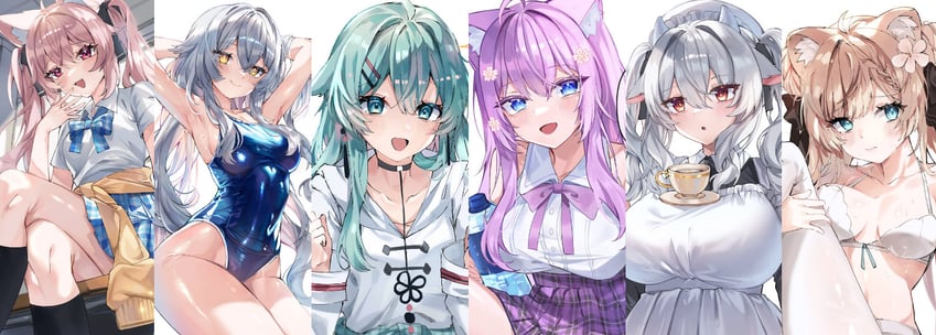 karin, milltina, rurune, manuka, moe, and 1 more (vrchat) drawn by natsuki_gemu