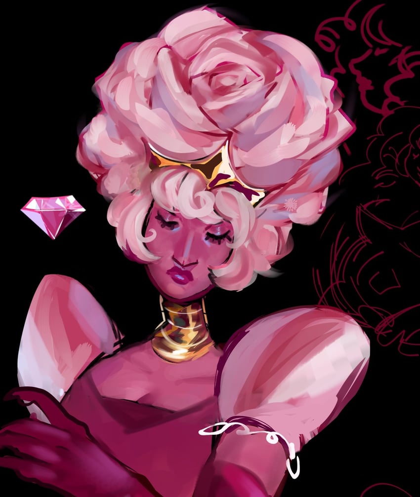 rose quartz universe and pink diamond (steven universe) drawn by crying_anabell