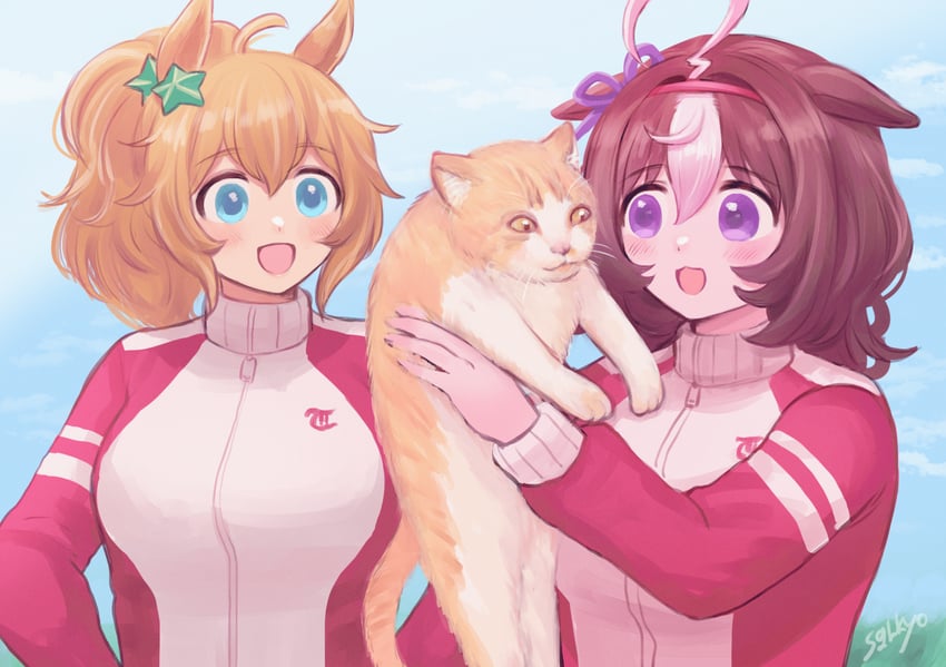 meisho doto, taiki shuttle, and meto (umamusume) drawn by jinno_shigure