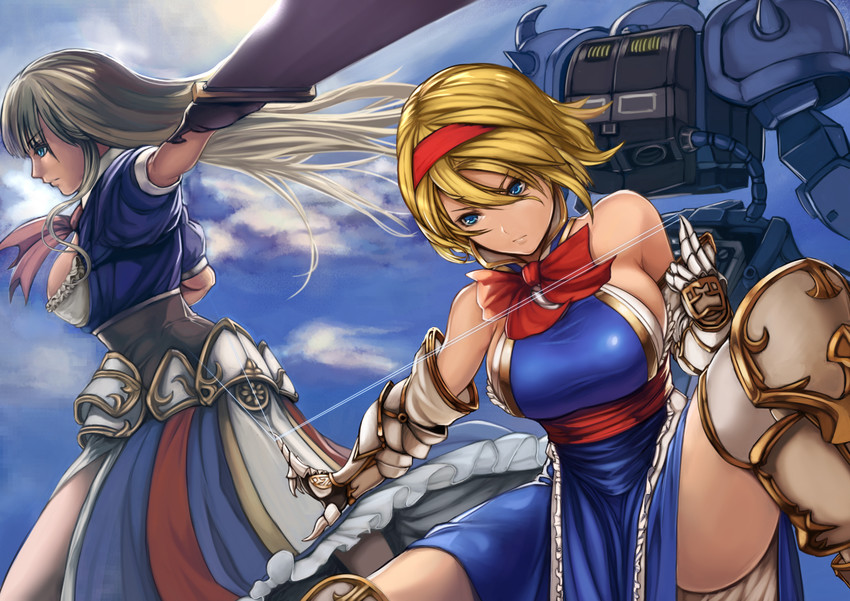 alice margatroid, goliath doll, and gouf (touhou and 2 more) drawn by hoshara