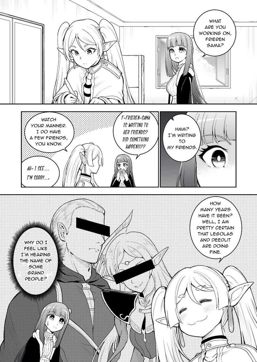 frieren, fern, deedlit, and legolas (sousou no frieren and 3 more) drawn by demongem
