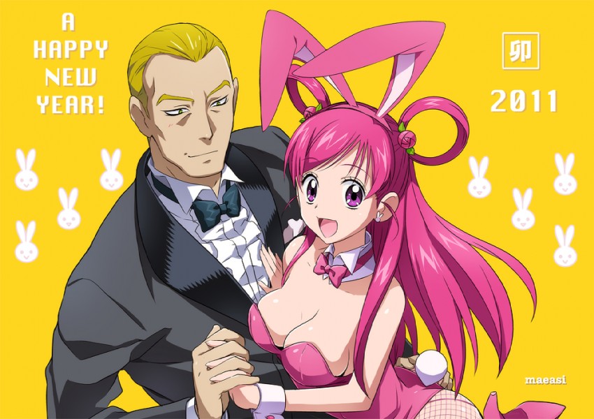 yumehara nozomi, cure dream, and bunbee (precure and 1 more) drawn by maeashi