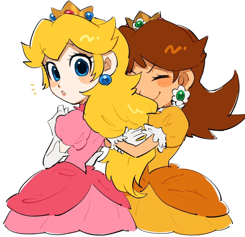 princess peach and princess daisy (mario) drawn by mimimi_(mimimim9999)