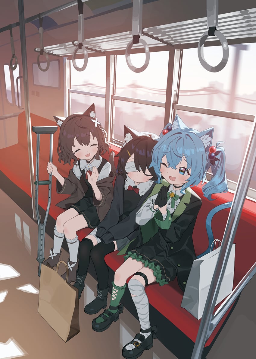 kurioshi fio, kuroha eve, and berry-chan (original) drawn by nnmbpx