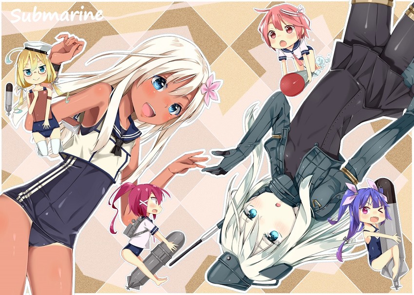 ro-500, i-19, i-58, u-511, i-8, and 1 more (kantai collection) drawn by nishimi_shin