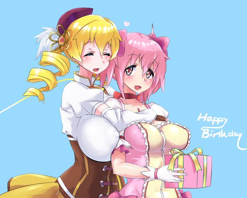 kaname madoka and tomoe mami (mahou shoujo madoka magica) drawn by mizuumi_(bb)