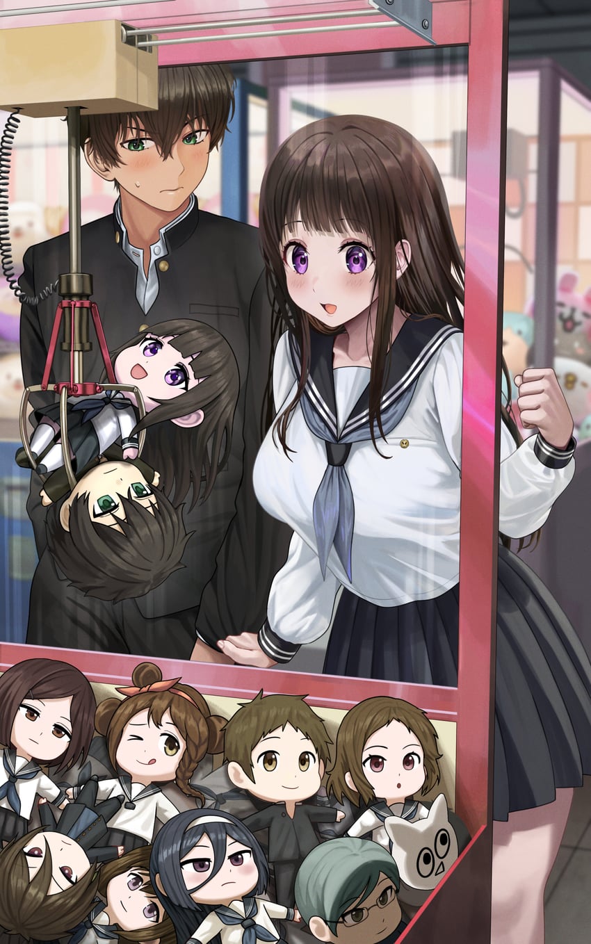 chitanda eru, oreki houtarou, ibara mayaka, fukube satoshi, irisu fuyumi, and 3 more (hyouka) drawn by silvertsuki