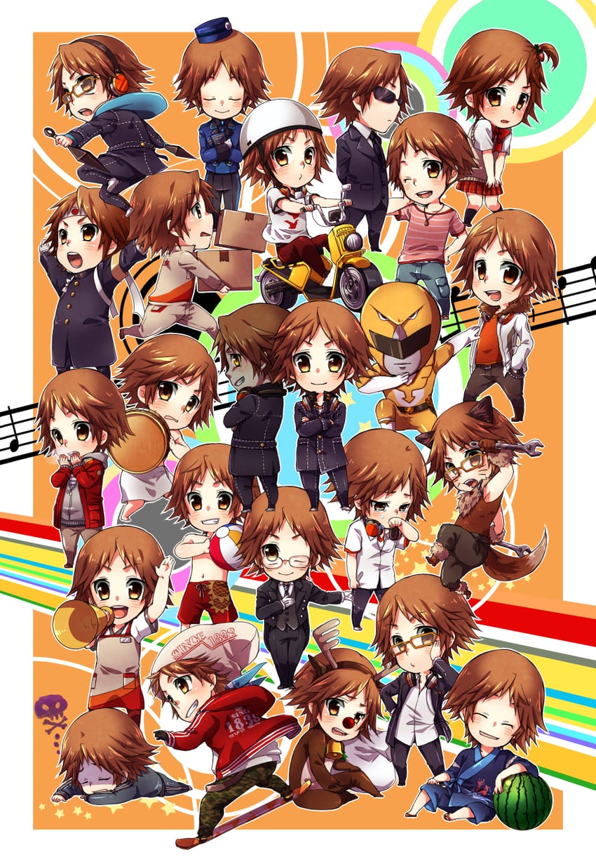 hanamura yousuke, theodore, and shadow yousuke (persona and 2 more) drawn by siempre