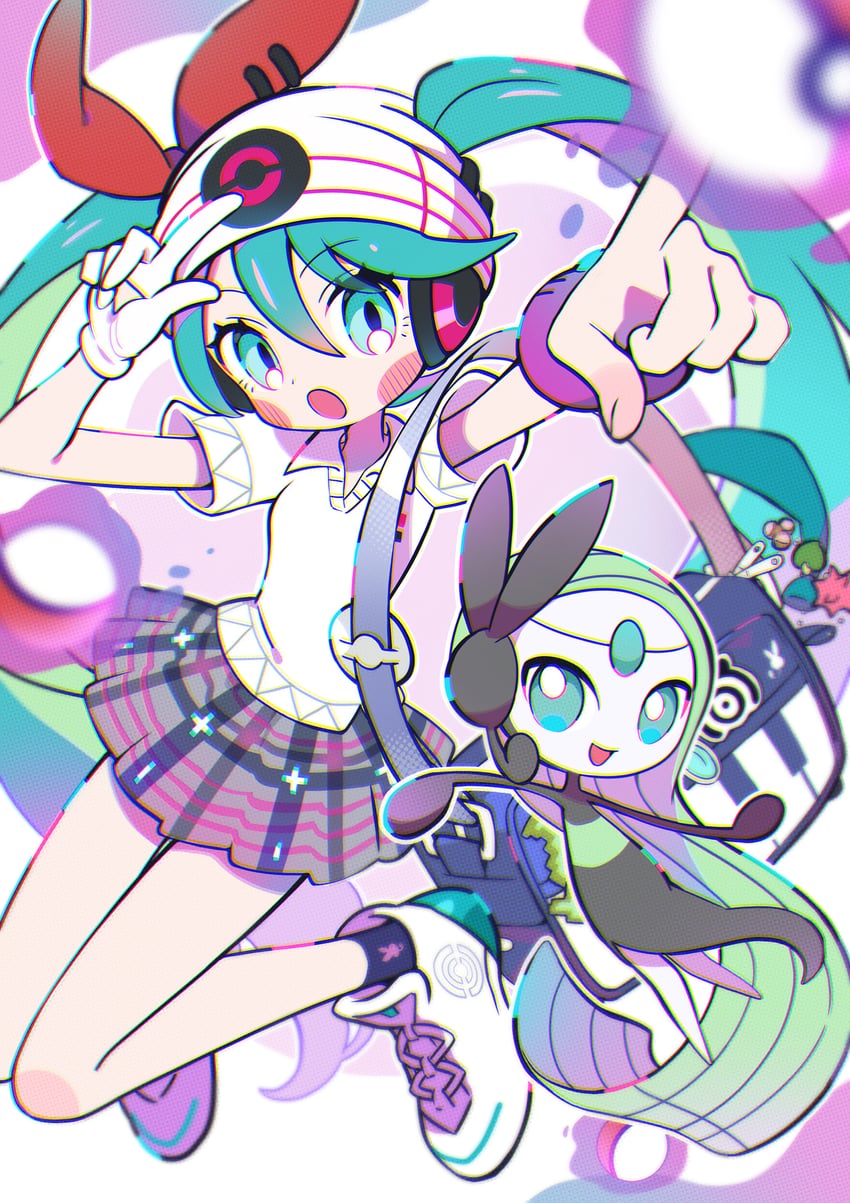 hatsune miku, meloetta, and psychic miku (pokemon and 2 more) drawn by gaogao_(gaogaomegu)