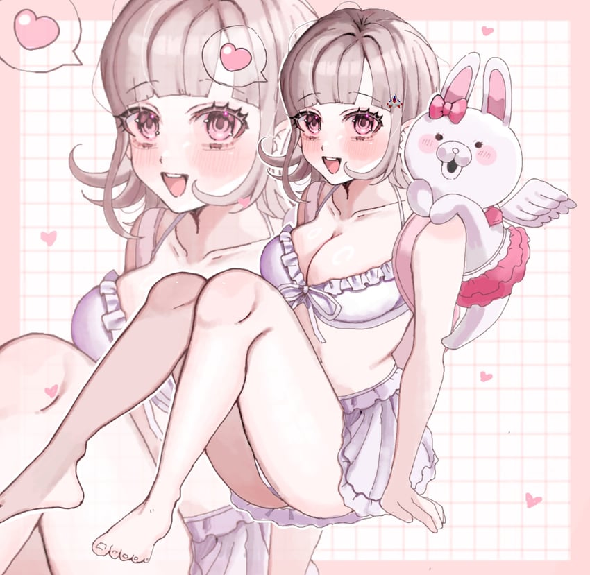 nanami chiaki and usami (danganronpa and 2 more) drawn by yuyu_(yuuyudayo1211)