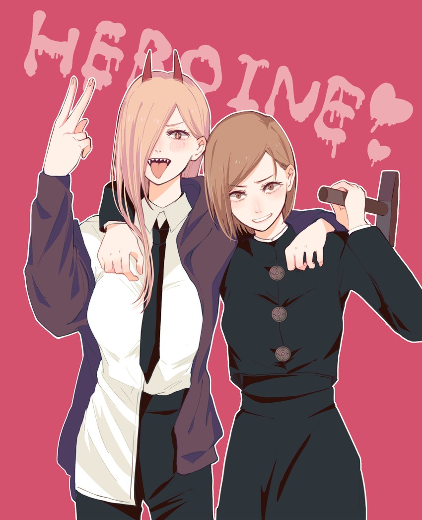 power and kugisaki nobara (chainsaw man and 1 more) drawn by kotochi_re