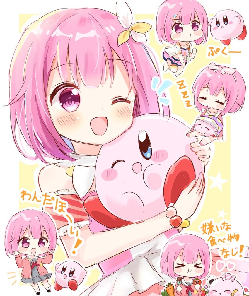 kirby and ootori emu (project sekai and 1 more) drawn by mike_mochi