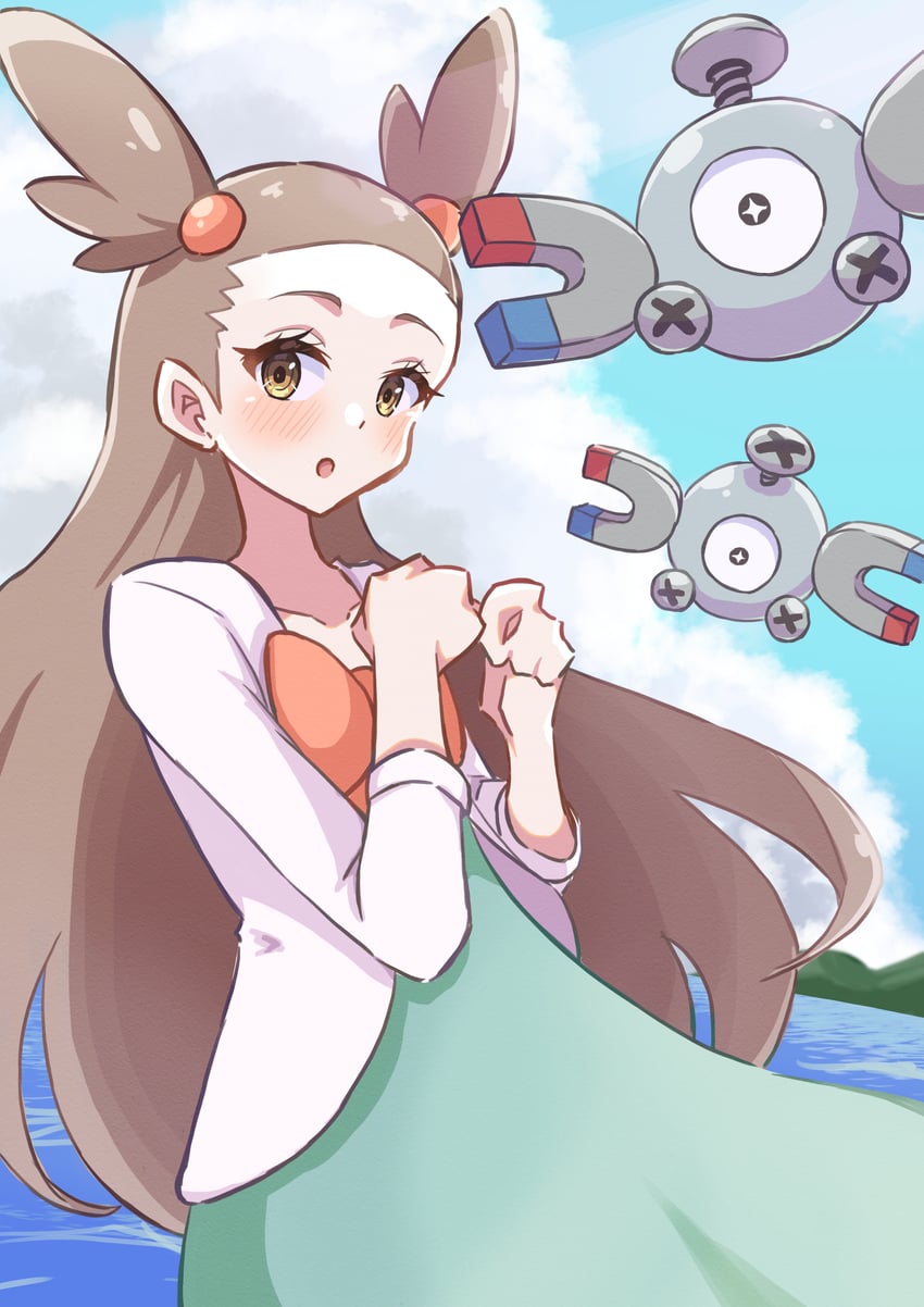 magnemite and jasmine (pokemon and 1 more) drawn by piyo_to_game