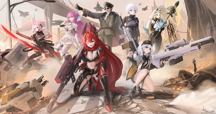red hood, dorothy, rapunzel, scarlet, snow white, and 2 more (goddess of victory: nikke) drawn by ronal_1710