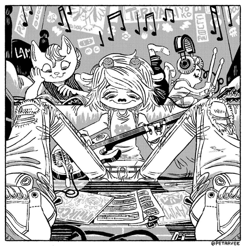 lammy, katy kat, and ma-san (parappa the rapper and 1 more) drawn by petarvee