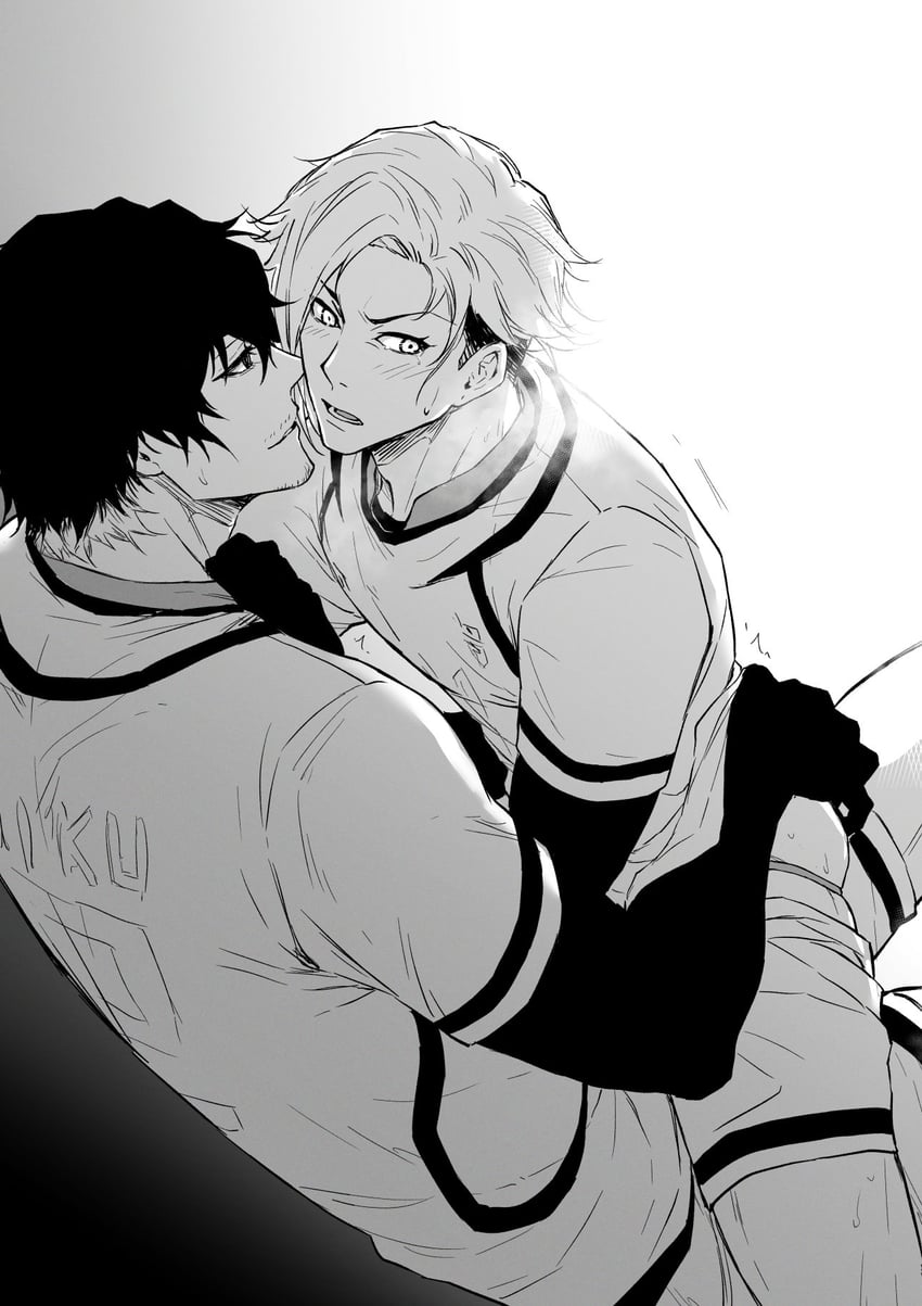 oliver aiku and sendou shuuto (blue lock) drawn by chuma_a_a