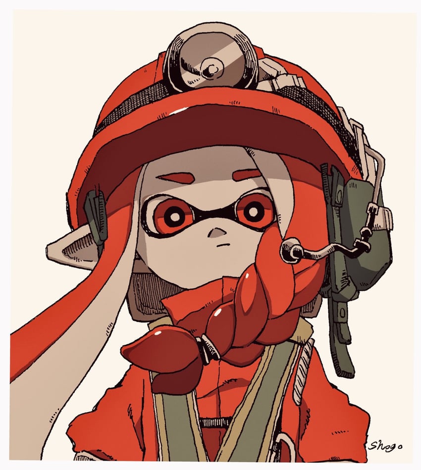 inkling player character and inkling girl (splatoon and 1 more) drawn by shogo_(shogo70449442)