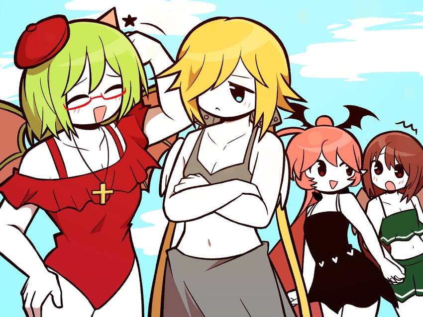 yosafire, rawberry preserves, froze, and macarona (funamusea and 1 more) drawn by orazamige