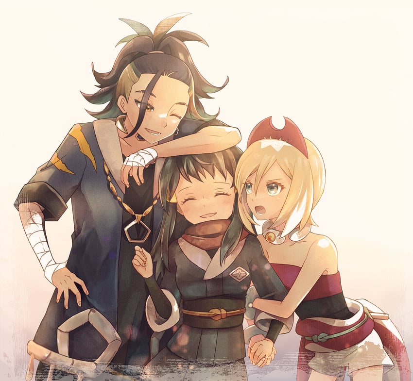 akari, irida, and adaman (pokemon and 1 more) drawn by ric