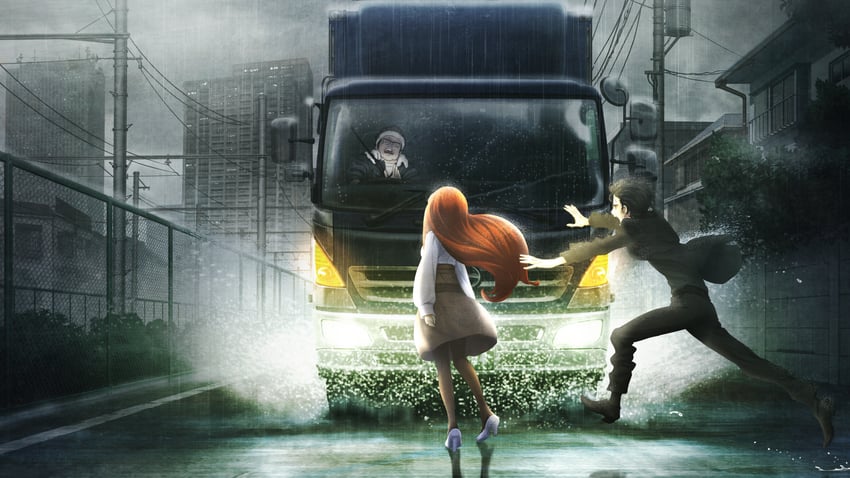 okabe rintarou and shiina kagari (steins;gate and 1 more) drawn by huke