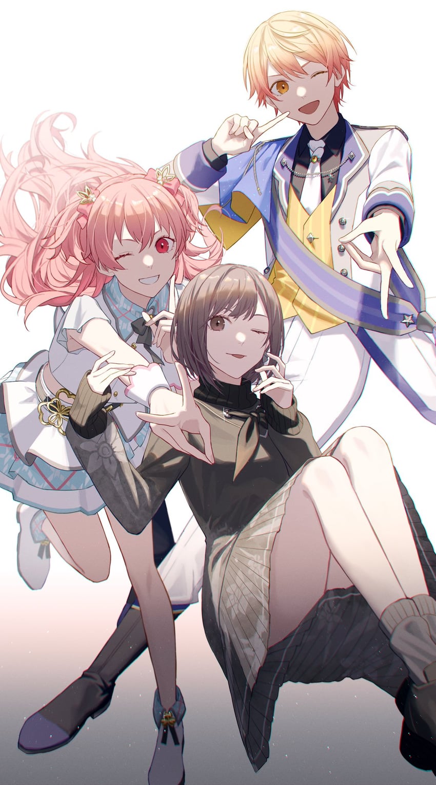 shinonome ena, tenma tsukasa, and momoi airi (project sekai) drawn by sorashiroumi