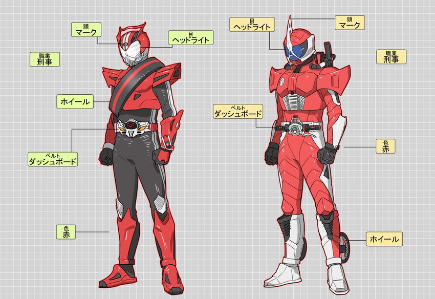 kamen rider drive and kamen rider accel (kamen rider and 2 more) drawn by littleb