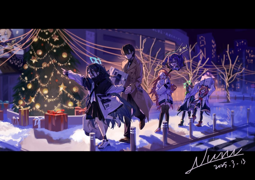 sensei, yuuka, aris, momoi, midori, and 1 more (blue archive) drawn by nuru_(ezvr2347)