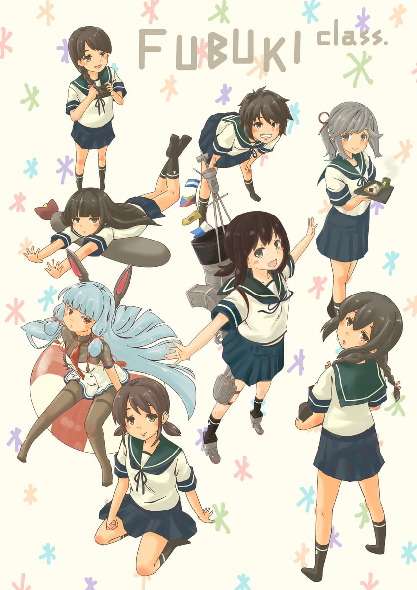 fubuki, murakumo, hatsuyuki, miyuki, murakumo kai ni, and 4 more (kantai collection) drawn by pot-de