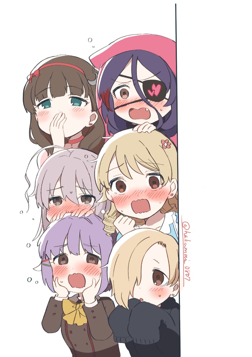 shirasaka koume, koshimizu sachiko, morikubo nono, hoshi syoko, sakuma mayu, and 1 more (idolmaster and 1 more) drawn by shisui_(5830217)