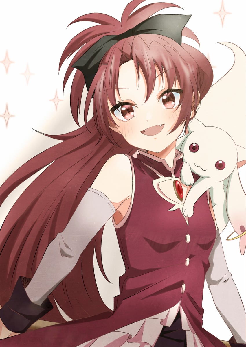 sakura kyoko and kyubey (mahou shoujo madoka magica) drawn by chabashiramon