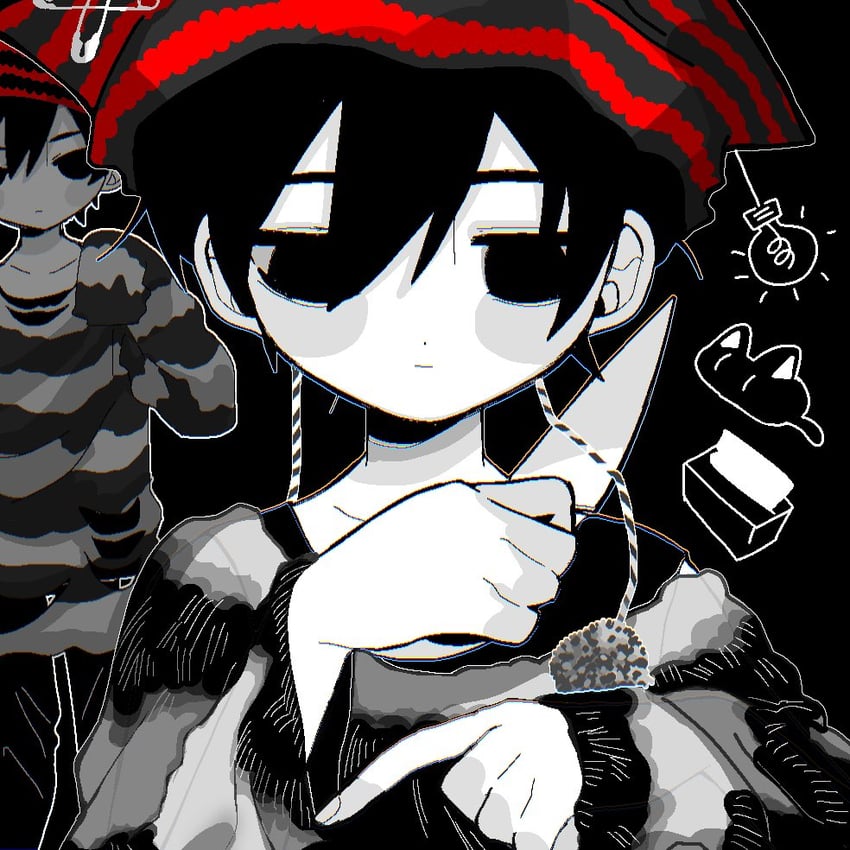 omori and mewo (omori) drawn by kobanzame_omo