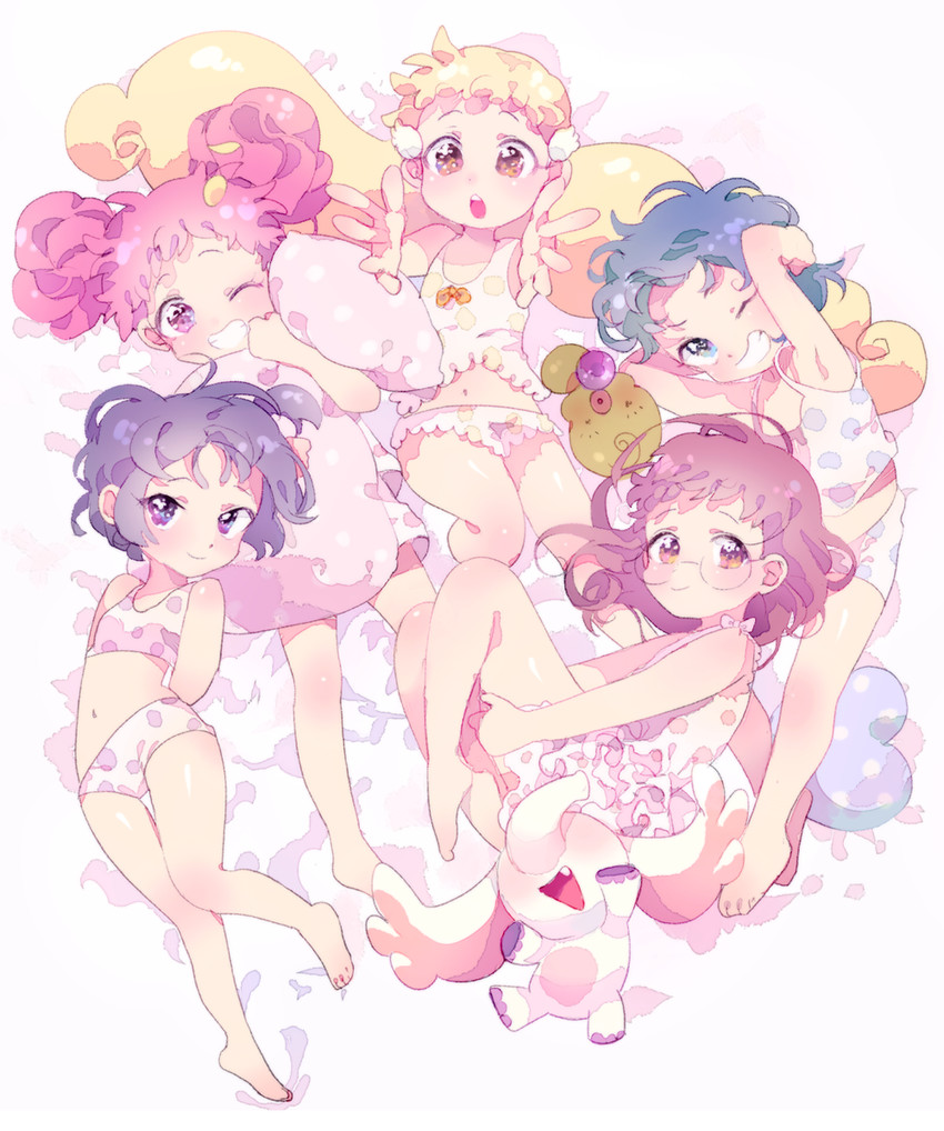 harukaze doremi, segawa onpu, fujiwara hazuki, senoo aiko, makihatayama hana, and 2 more (ojamajo doremi) drawn by vivinos