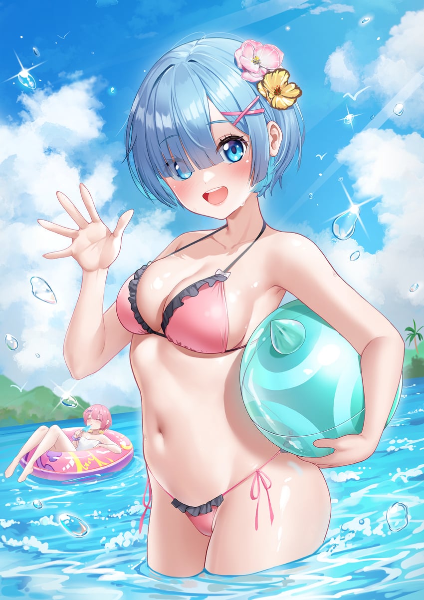 rem and ram (re:zero kara hajimeru isekai seikatsu) drawn by washout008