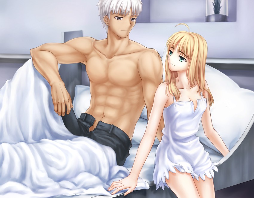 artoria pendragon, saber, and archer (fate and 2 more) drawn by antatika