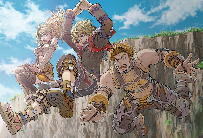 shulk, fiora, and reyn (xenoblade chronicles and 1 more) drawn by beco