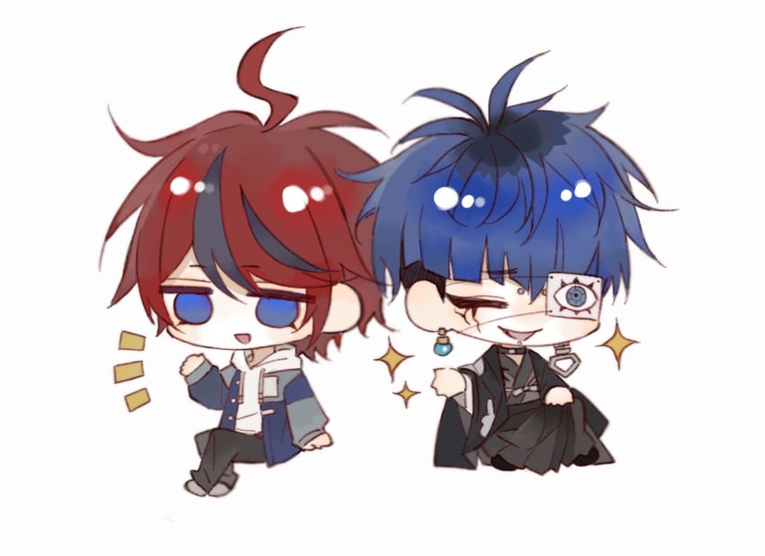 sumino takumi and omokage yugamu (the hundred line -last defense academy-) drawn by hhhzhe