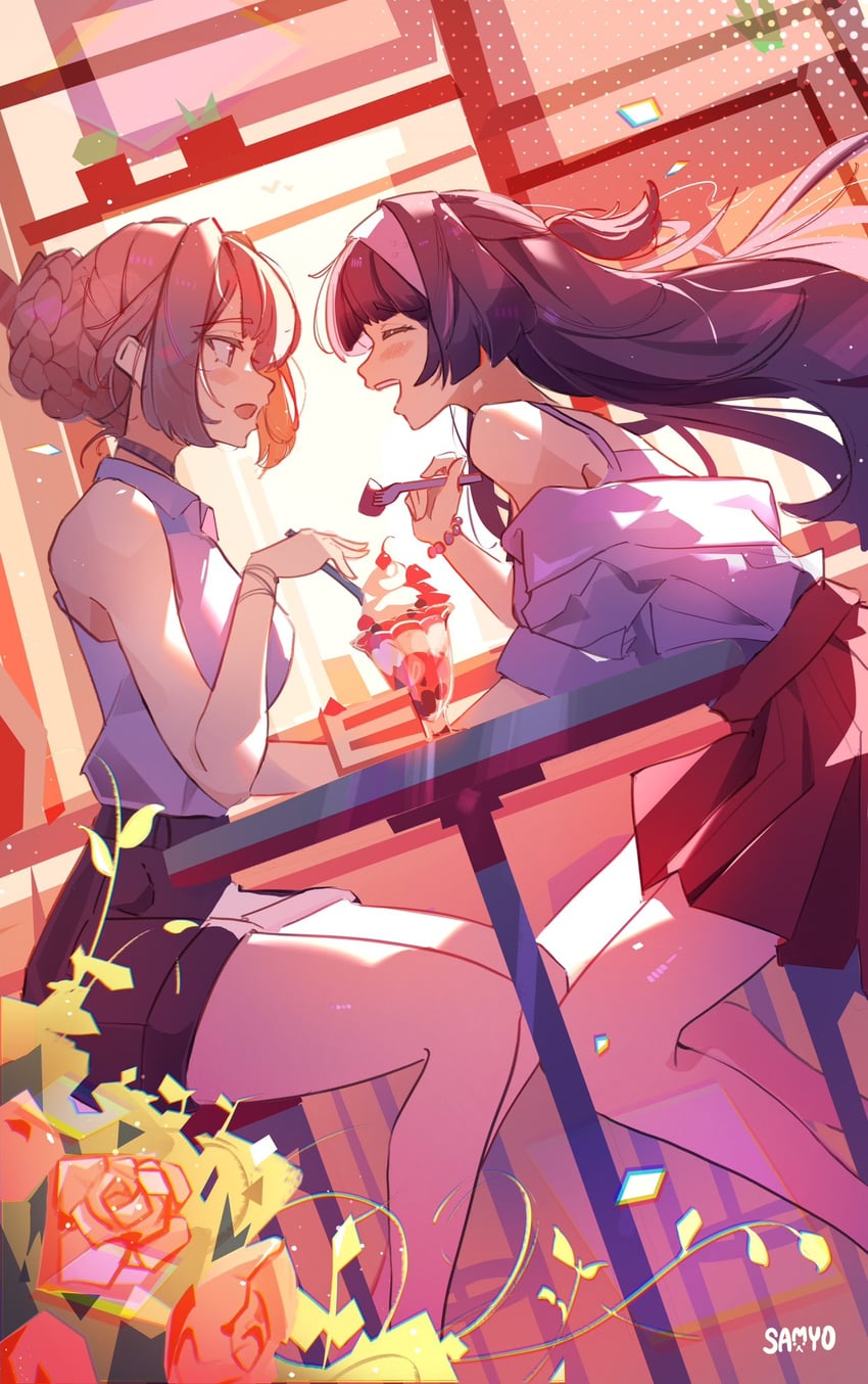 evelyn chevalier and astra yao (zenless zone zero) drawn by samyo