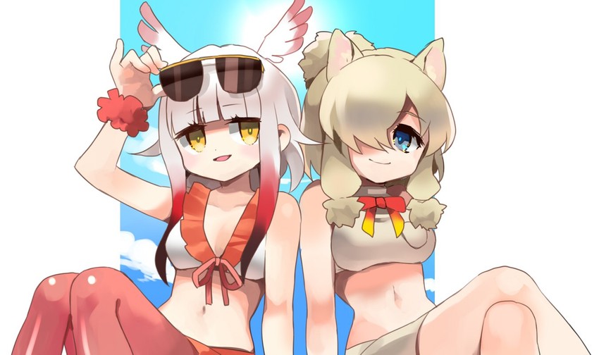 japanese crested ibis and alpaca suri (kemono friends) drawn by wagiyabosa_jirou