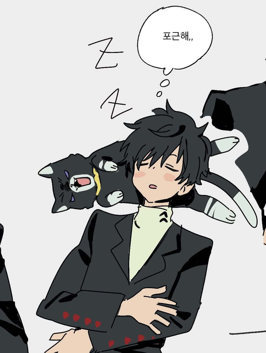 amamiya ren and morgana (persona and 1 more) drawn by betti_(xx_betti)