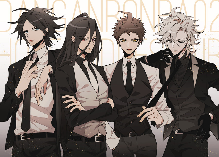 komaeda nagito, hinata hajime, kamukura izuru, and matsuda yasuke (danganronpa and 2 more) drawn by nb5591