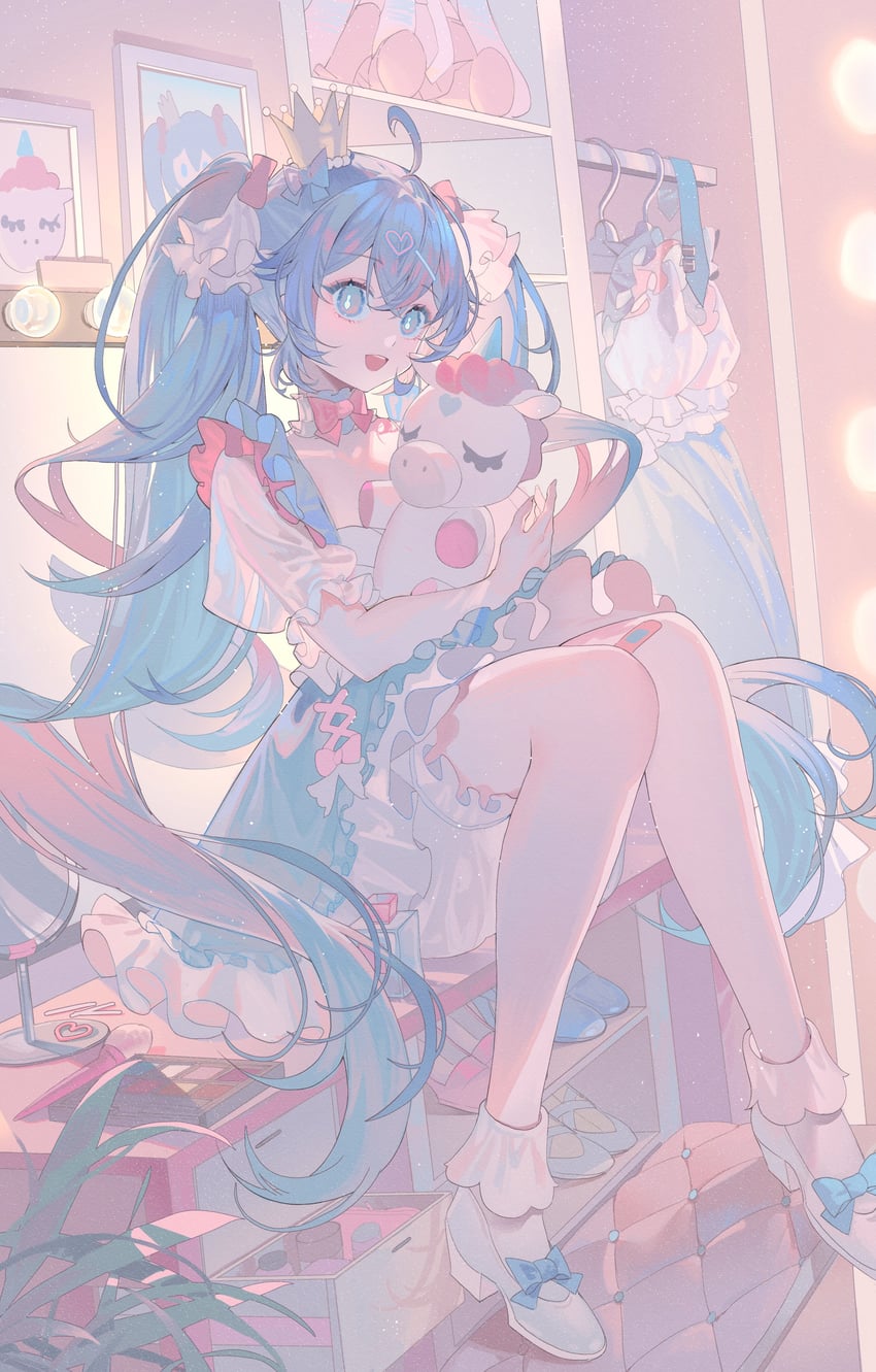hatsune miku and yumekawa princess miku (vocaloid) drawn by luzi/fengli_nanzi