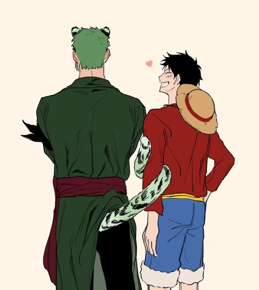 monkey d. luffy and roronoa zoro (one piece) drawn by car_10001
