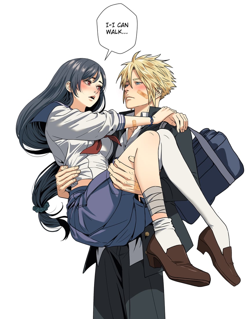 tifa lockhart and cloud strife (final fantasy and 2 more) drawn by nosleeparewe