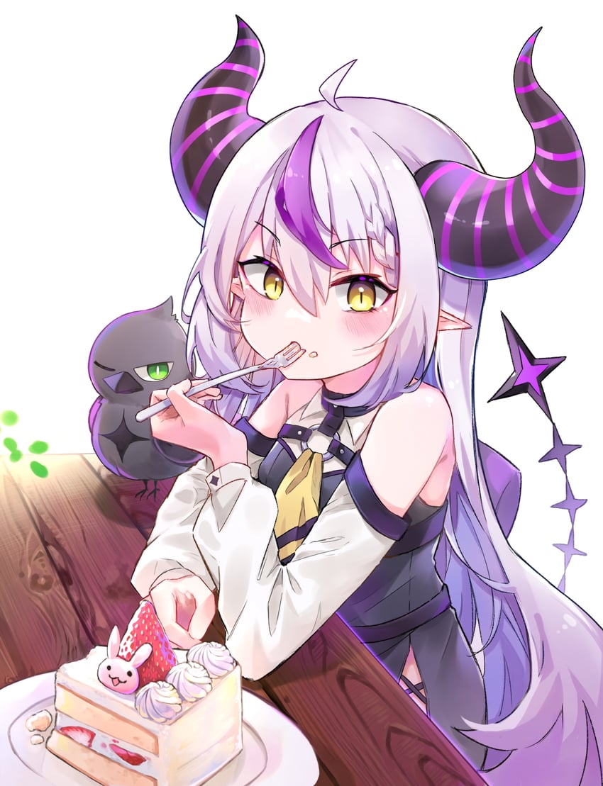 la+ darknesss and crow (hololive) drawn by pink_neko-chan