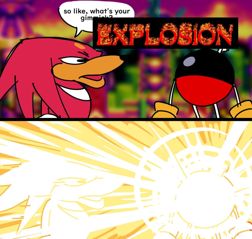 knuckles the echidna and classic knuckles (sonic and 2 more) drawn by maxoke