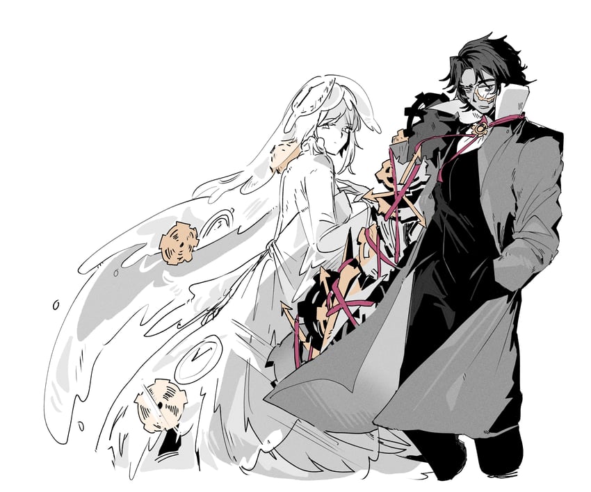 faust and heathcliff (project moon and 1 more) drawn by gree_n