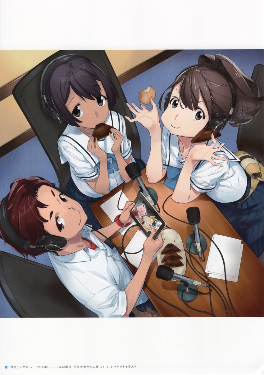 senomiya akiho, yashio kaito, and daitoku junna (robotics;notes) drawn by fukuda_tomonori